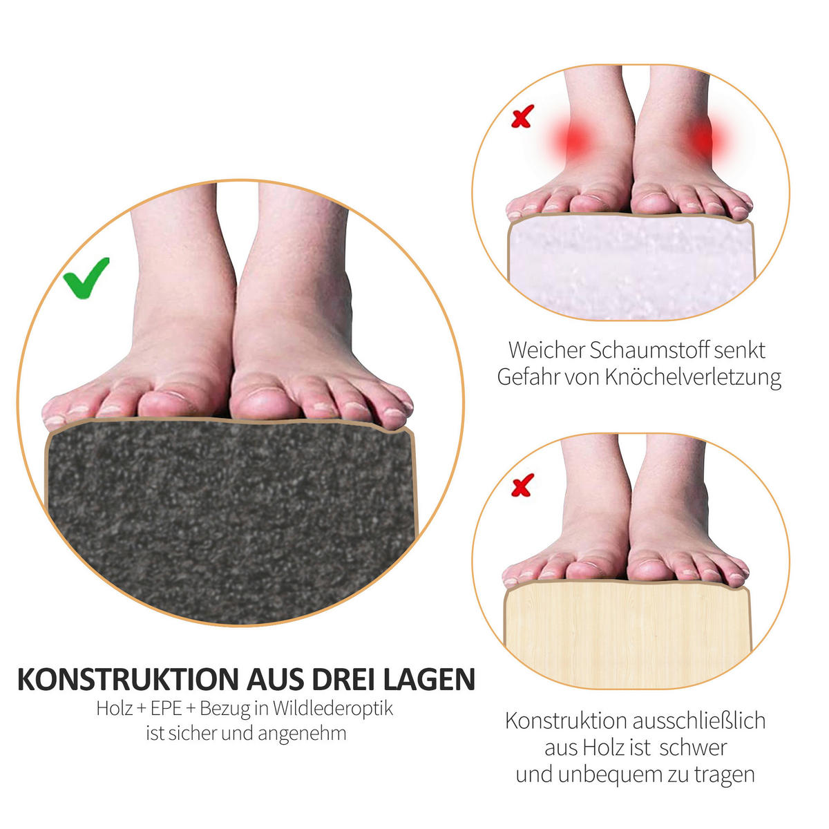 HOMCOM Schwebebalken braun Polyester B/H/L: ca. 10x6,5x210 cm Schwebebalken - braun (210,00/10,00/6,50cm) - HOMCOM