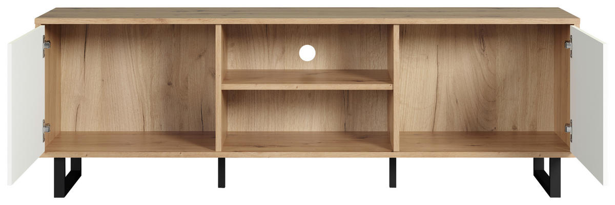 TV-Lowboard Aventura weiß matt Eiche Artisan Nachbildung B/H/T: ca. 154x52x40 cm Aventura - Eiche/weiß (154,00/52,00/40,00cm) - Trendteam