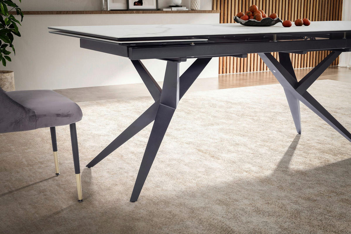 Esstisch weiß Marmor Optik B/H/T: ca. 180x76x95 cm Esszimmertisch - weiß (180,00/76,00/95,00cm) - Wohnling
