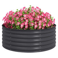 Outsunny Hochbeet dunkelgrau Stahl B/H/L: ca. 120x43x120 cm Hochbeet - dunkelgrau (120,00/120,00/43,00cm) - Outsunny