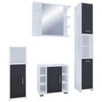 Badezimmer-Set Zalo weiß schwarz B/H/T: ca. 140x180x30 cm Zalo - weiß/schwarz (140,00/180,00/30,00cm) - VCM Möbel