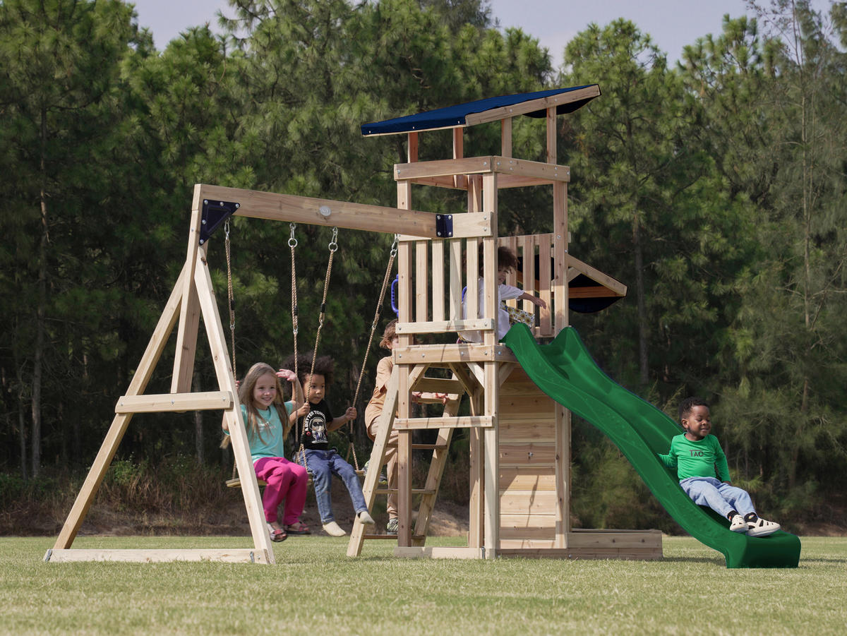 AXI Spielturm Malik braun B/H/L: ca. 345x270x336 cm Malik - braun/grün (336,00/345,00/270,00cm) - AXI