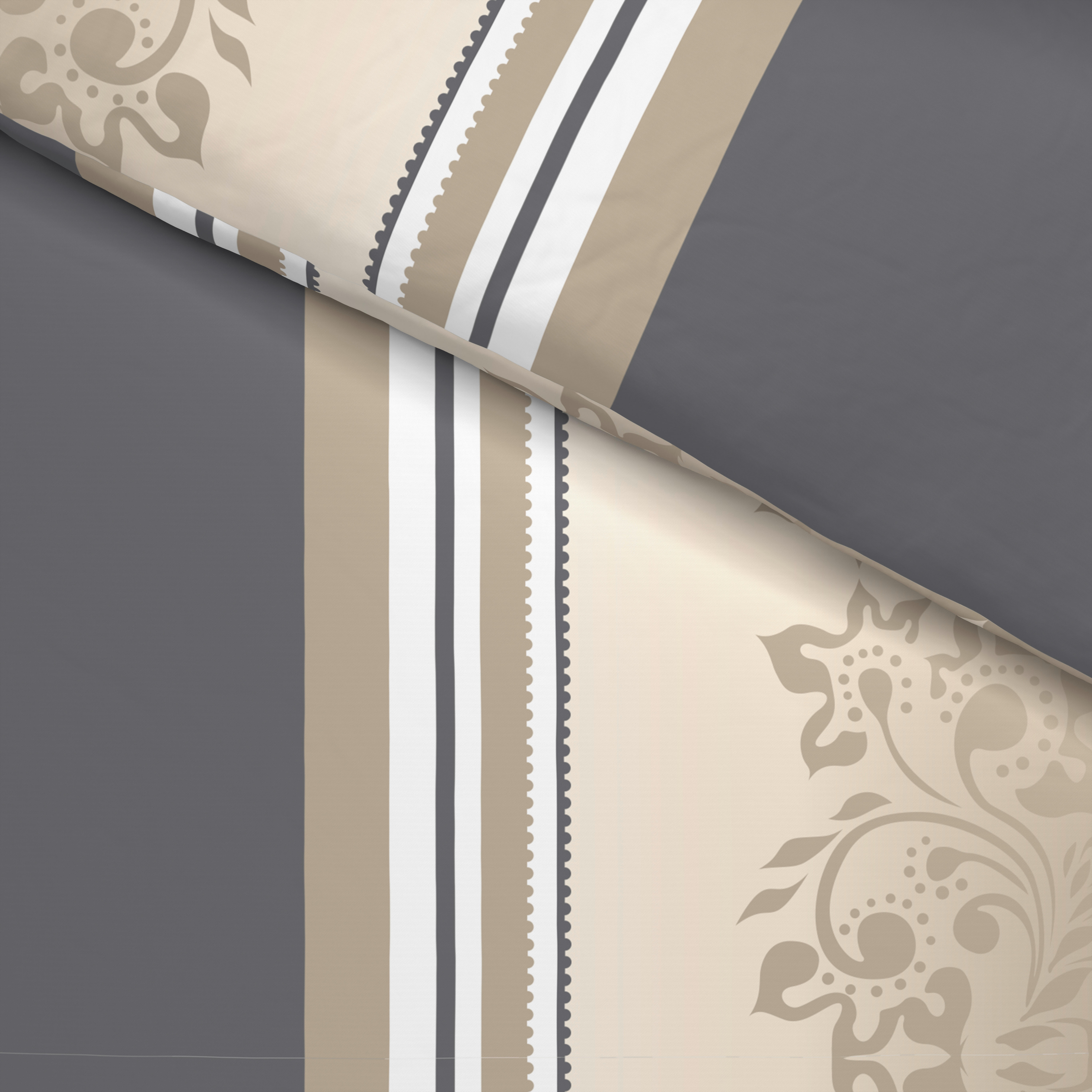 Microfaser Bettwäsche Bettwäsche-Microfaser_Floral gr bei - beige/grau (135,00/200,00cm) - Sensation