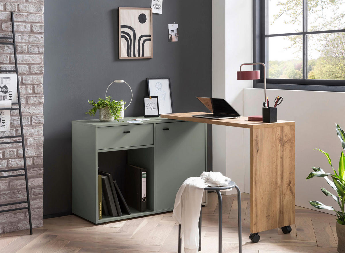 Schreibtisch Tiny working Pistazie Eiche Landhaus Nachbildung B/H/T: ca. 104,6x75,3x39 cm Tiny working - Eiche/Pistazie (104,60/75,30/39,00cm) - Möbelpartner