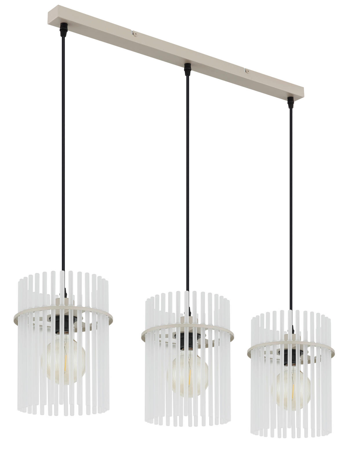 GLOBO Pendelleuchte sand Metall Glas B/H/T: ca. 80x140x20 cm E27 3 Brennstellen Hängeleuchte_Gorley - sand (80,00/140,00/20,00cm) - GLOBO