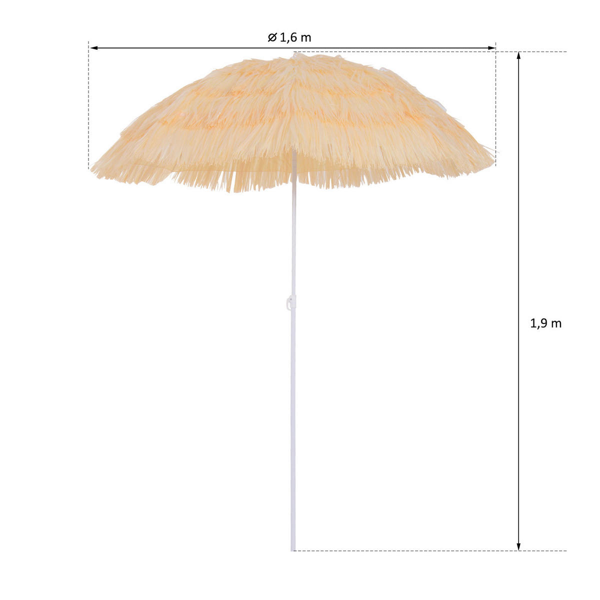 Outsunny Hawaiischirm beige Stahl H/D: ca. 190x160 cm Hawaiischirm - beige (160,00/190,00cm) - Outsunny