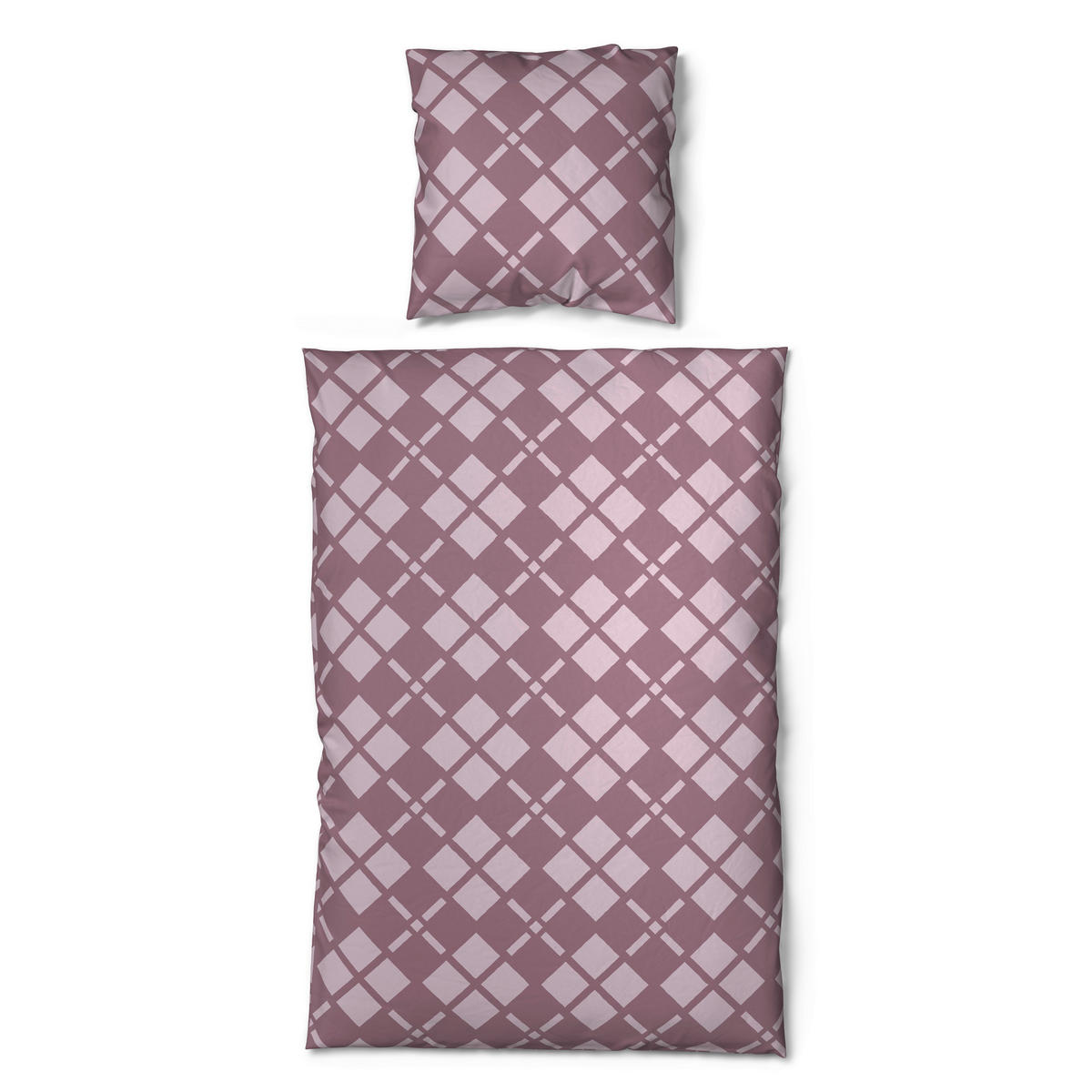 Microfaser Bettwäsche Fleece Bettwäsche_Fleece Karos 135x200cm - mauve (135,00/200,00cm)