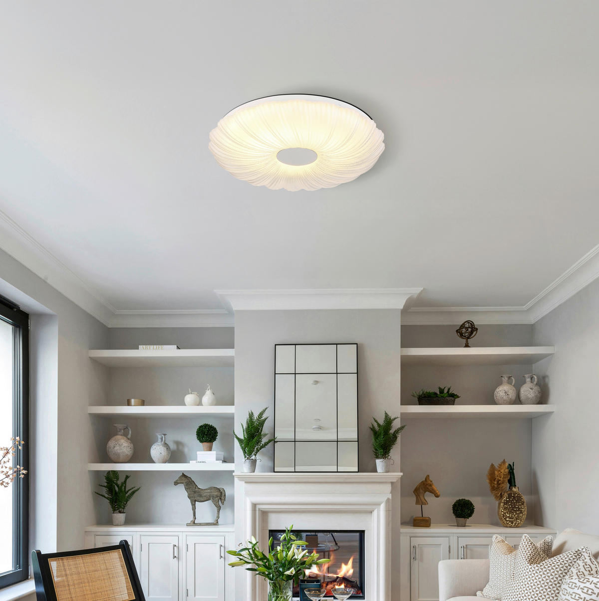 GLOBO Deckenleuchte weiß Satiniert Opal Metall Kunststoff H/D: ca. 7x38 cm 1 Brennstellen CAVENDISH - weiß/Satiniert (38,00/7,00cm) - GLOBO