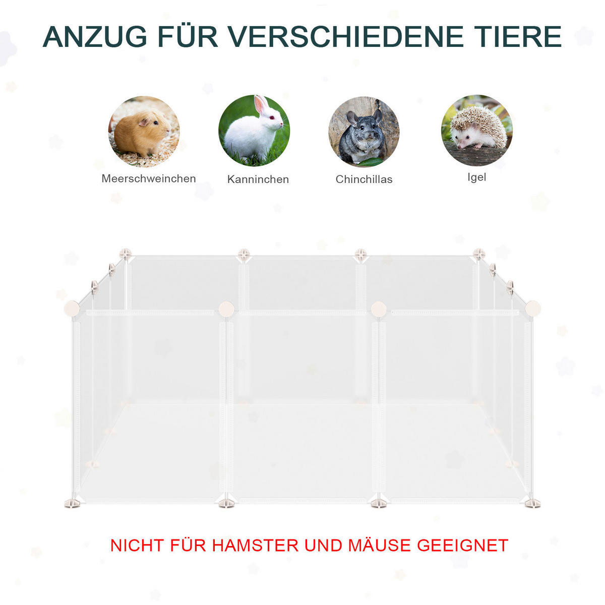 PawHut Stall weiß Edelstahl B/H/L: ca. 105x105x45 cm Laufstall - weiß (45,00/105,00/105,00cm) - PawHut