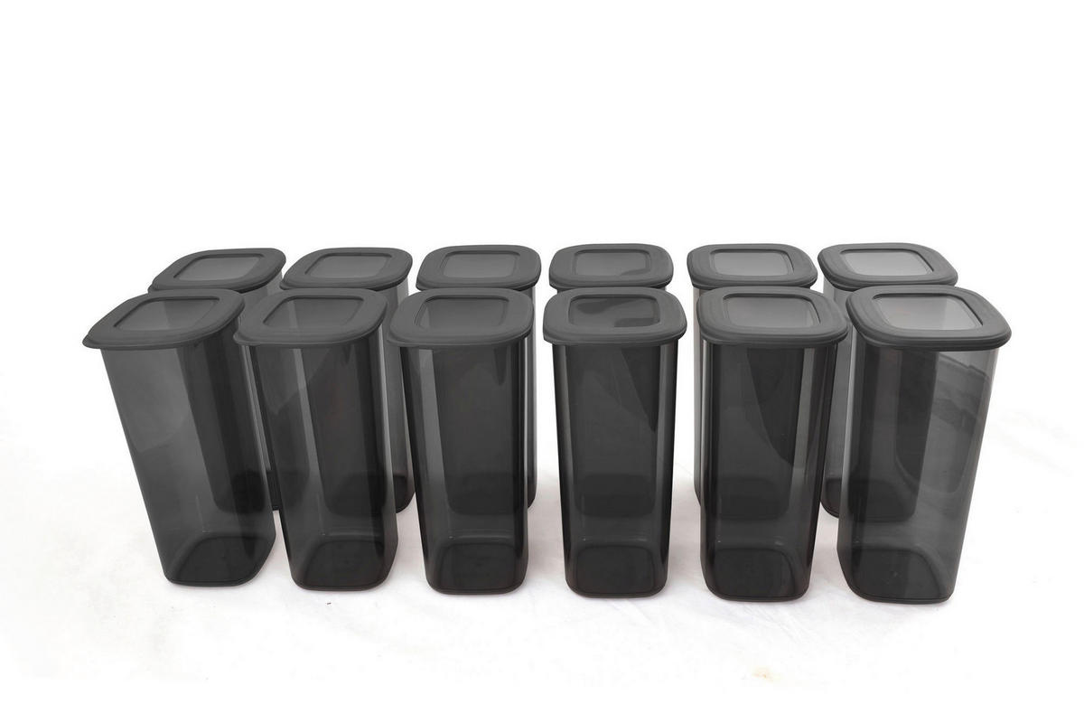 HermiaConcept Vorratsdosenset 12-tlg. grau B/H/T/L/D: ca. 11x25x11x11x11 cm 12-tlg. - grau (11,00/11,00/25,00cm) - HermiaConcept