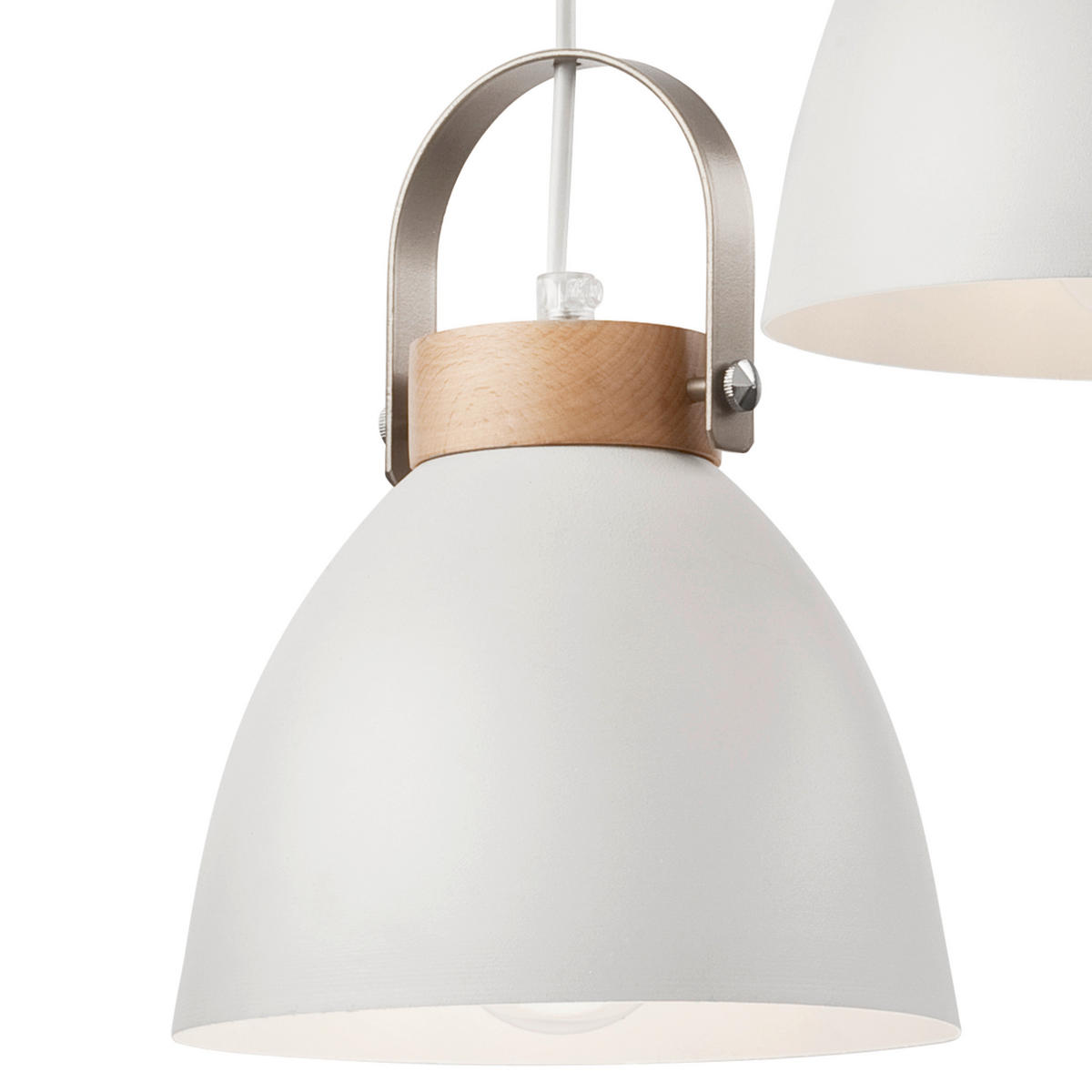 Lamkur Pendelleuchte DANIELLE 31811 weiß Holz Stahl H/L: ca. 79x37 cm E27 3 Brennstellen Danielle - weiß (37,00cm) - Lamkur