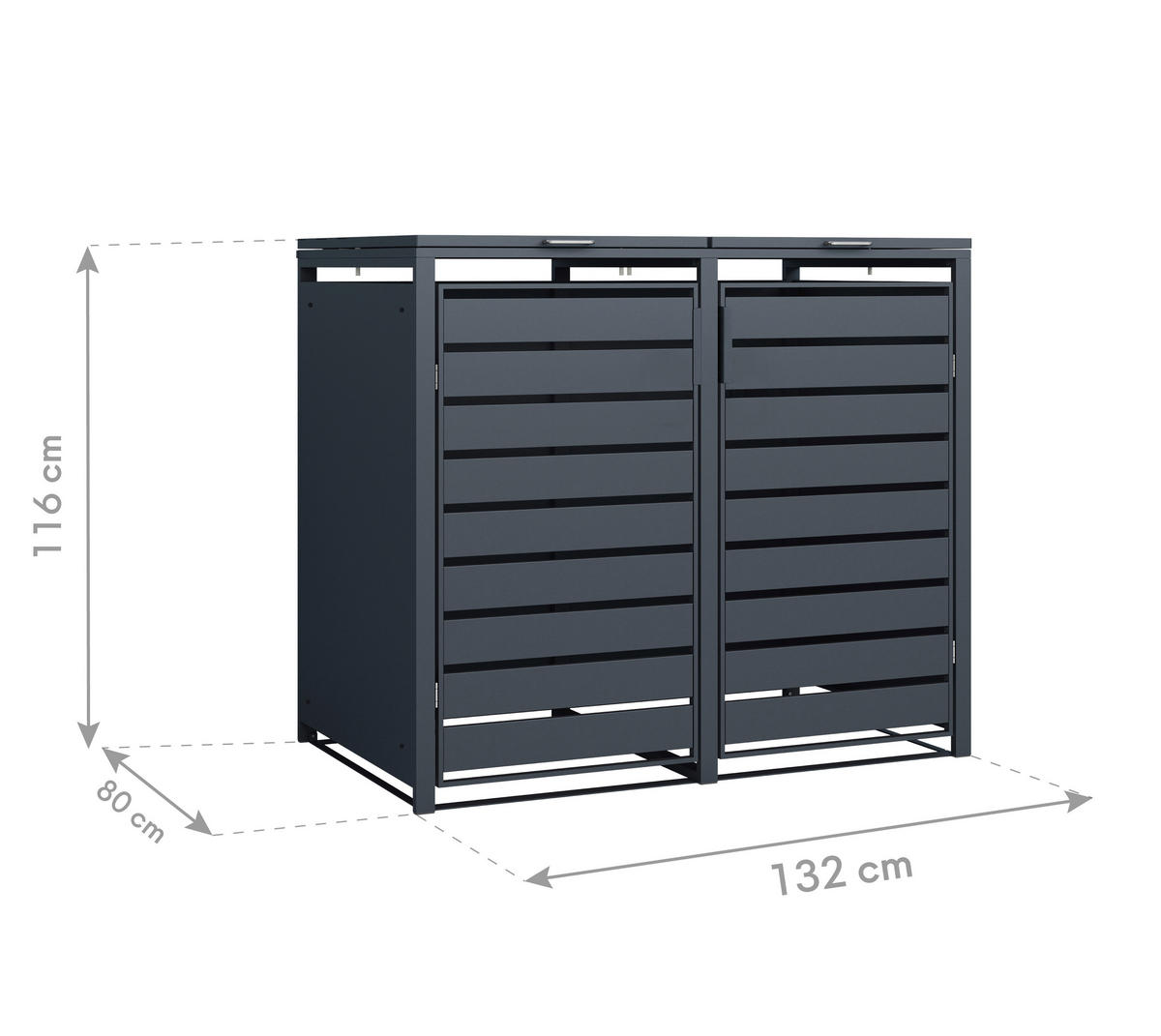 Westmann Mülltonnenbox2-fach Kubus 2-fach Kubus - anthrazit (132,00/116,00/80,00cm) - Westmann