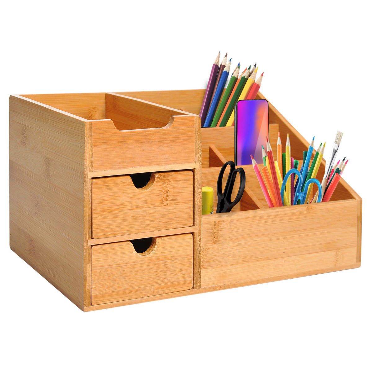HOMCOM Organizer natur Bambus B/H/L: ca. 205x33x155 cm Schreibtischorganizer - natur (155,00/205,00/33,00cm) - HOMCOM
