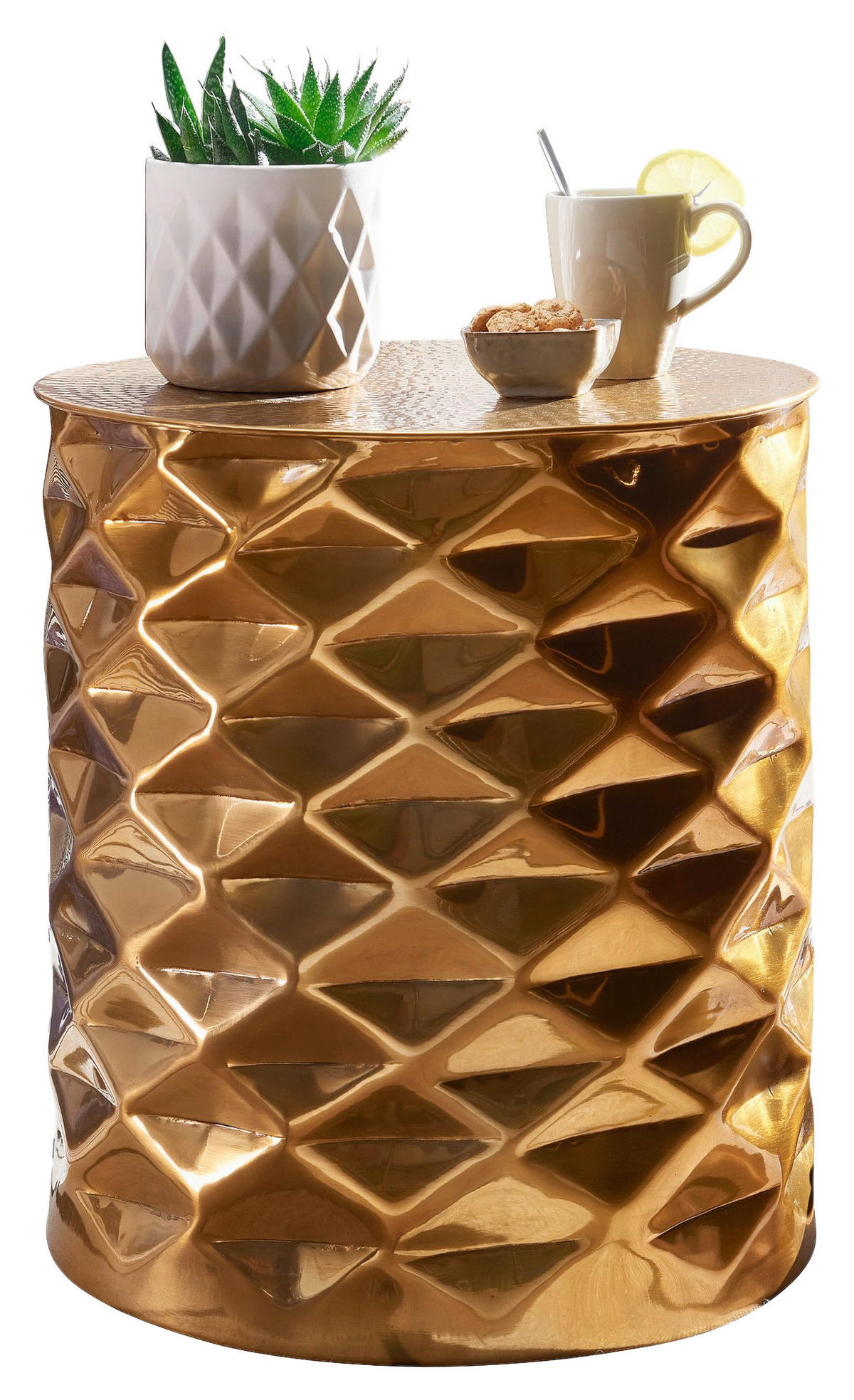 Beistelltisch gold Aluminium B/H/T: ca. 43,5x48x43,5 cm Beistelltisch - gold (43,50/48,00/43,50cm) - Wohnling