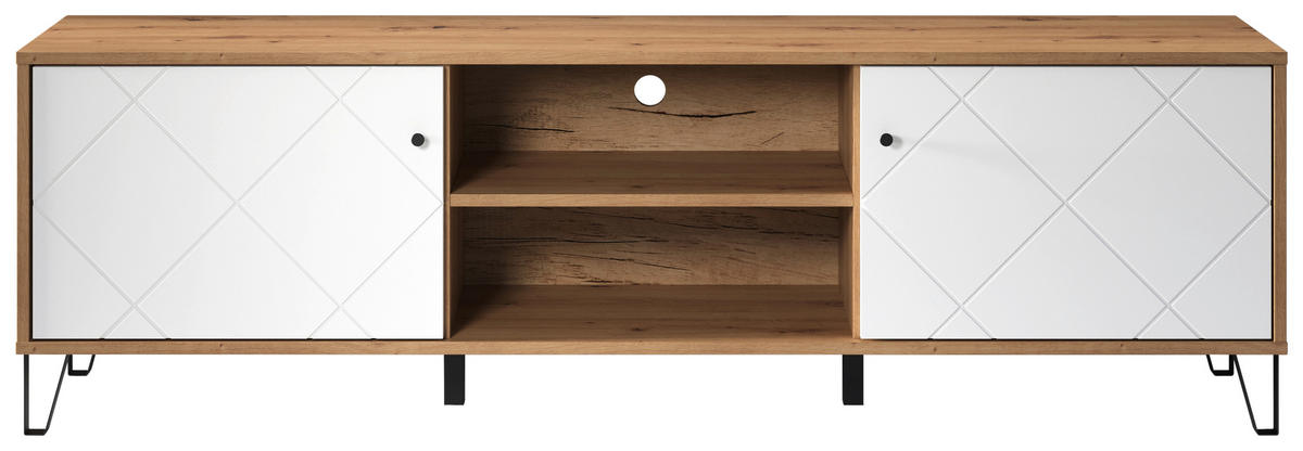 TV-Lowboard Touch Eiche Artisan Nachbildung weiß matt B/H/T: ca. 183x55x40 cm Touch - Eiche/weiß (183,00/55,00/40,00cm)