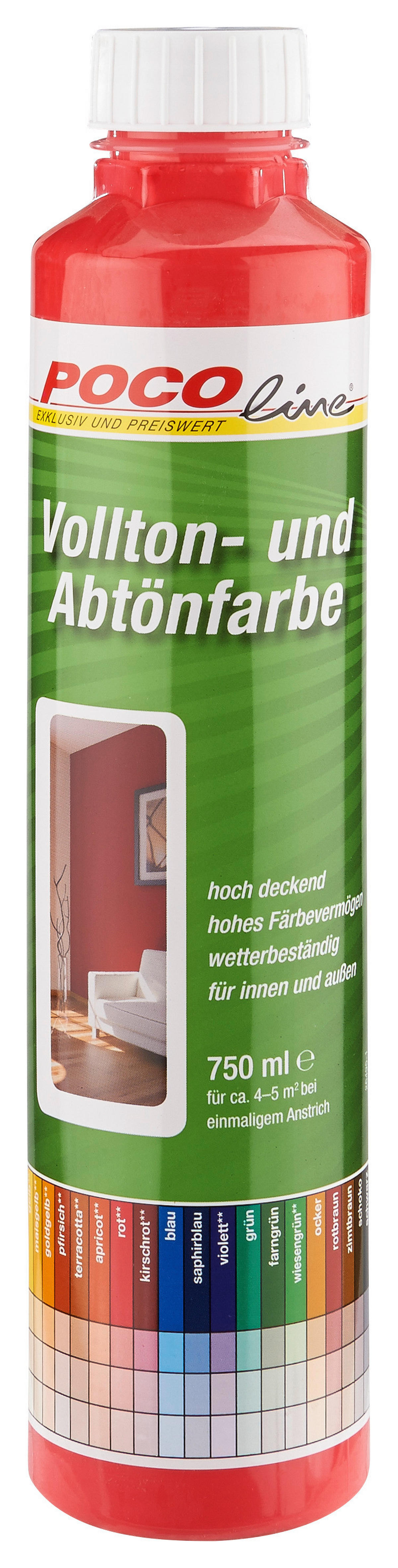 POCOline Vollton- und Abtönfarbe rot ca. 0,75 l Voll+Abtönfarbe 750ml rot - rot (750ml) - POCOline
