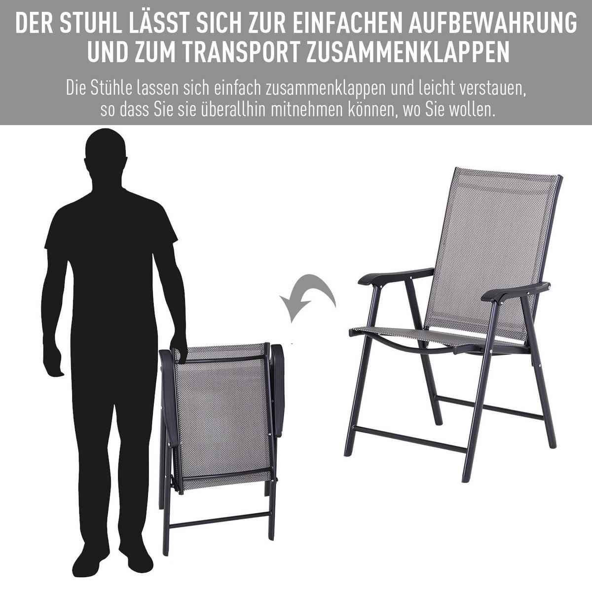 Outsunny Campingstuhl grau Metall B/H/T: ca. 58x94x64 cm Campingstuhl - grau (58,00/94,00/64,00cm) - Outsunny