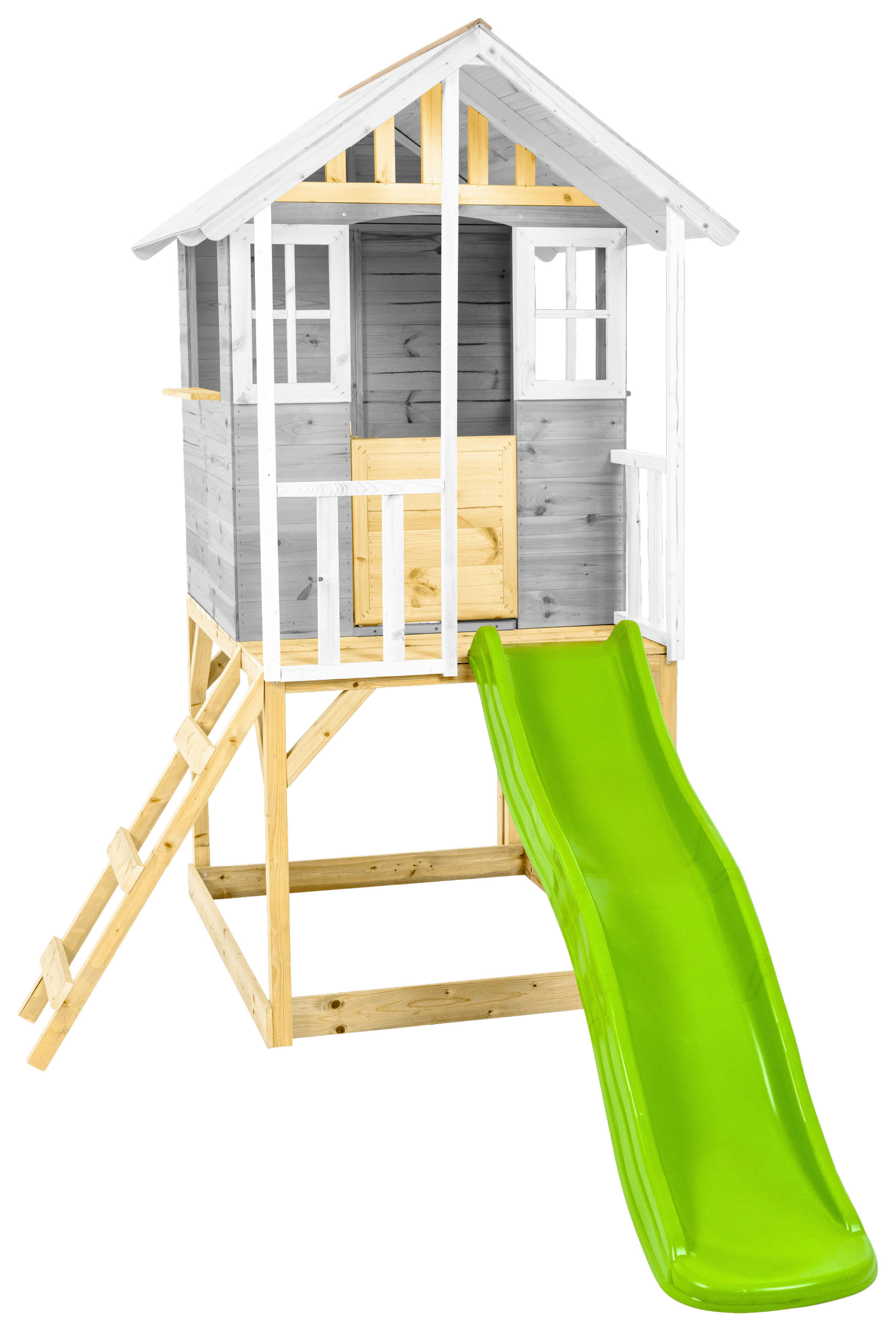 Zwerkules Spielhaus Valli weiß B/H/L: ca. 148x224x270 cm Valli - weiß/grau (270,00/148,00/224,00cm) - Zwerkules