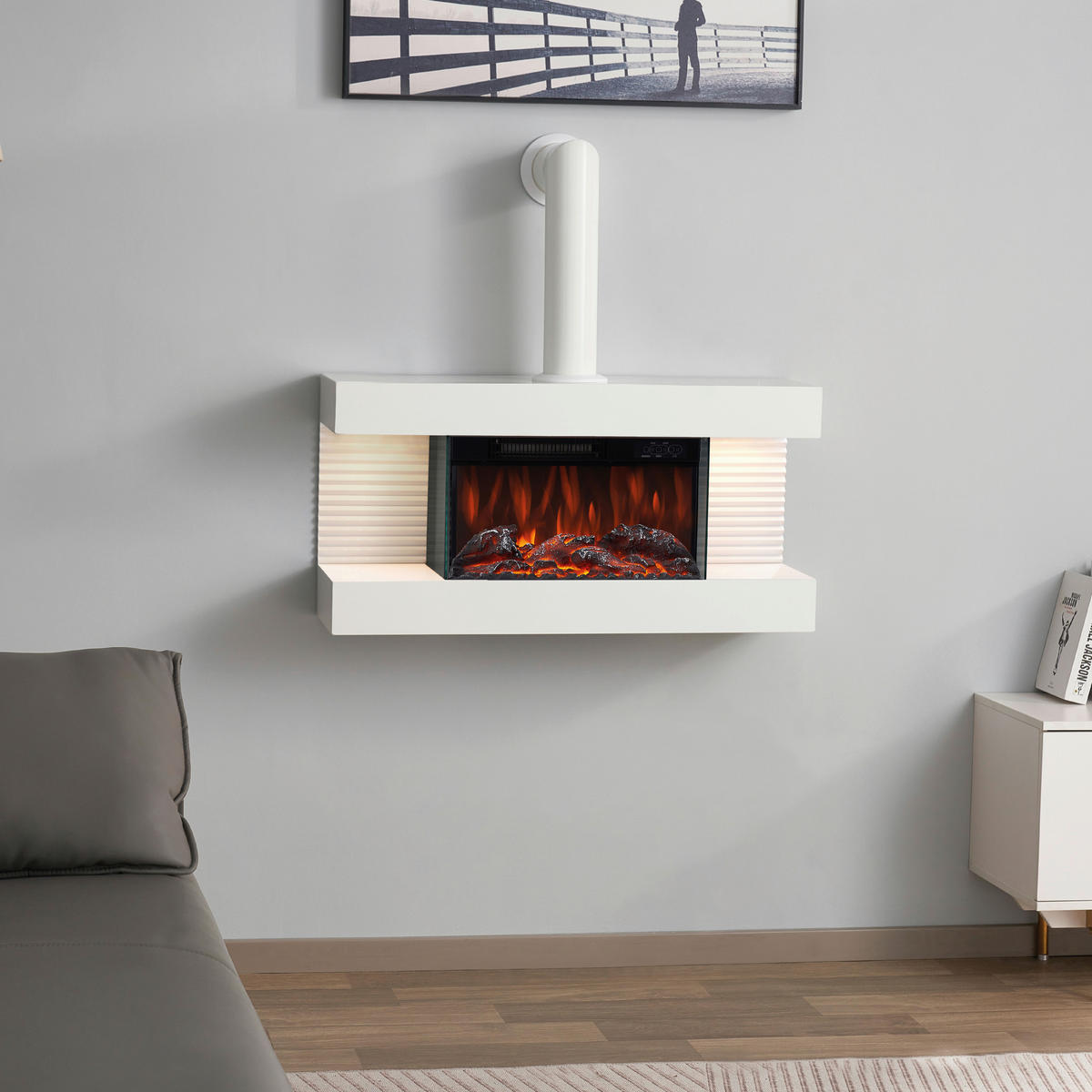 KAMINIO Elektrischer-Kamin LIZ weiß Metall B/H/T: ca. 82x84x21,7 cm ca. 2000 W LIZ - weiß (82,00/84,00/21,70cm) - KAMINIO