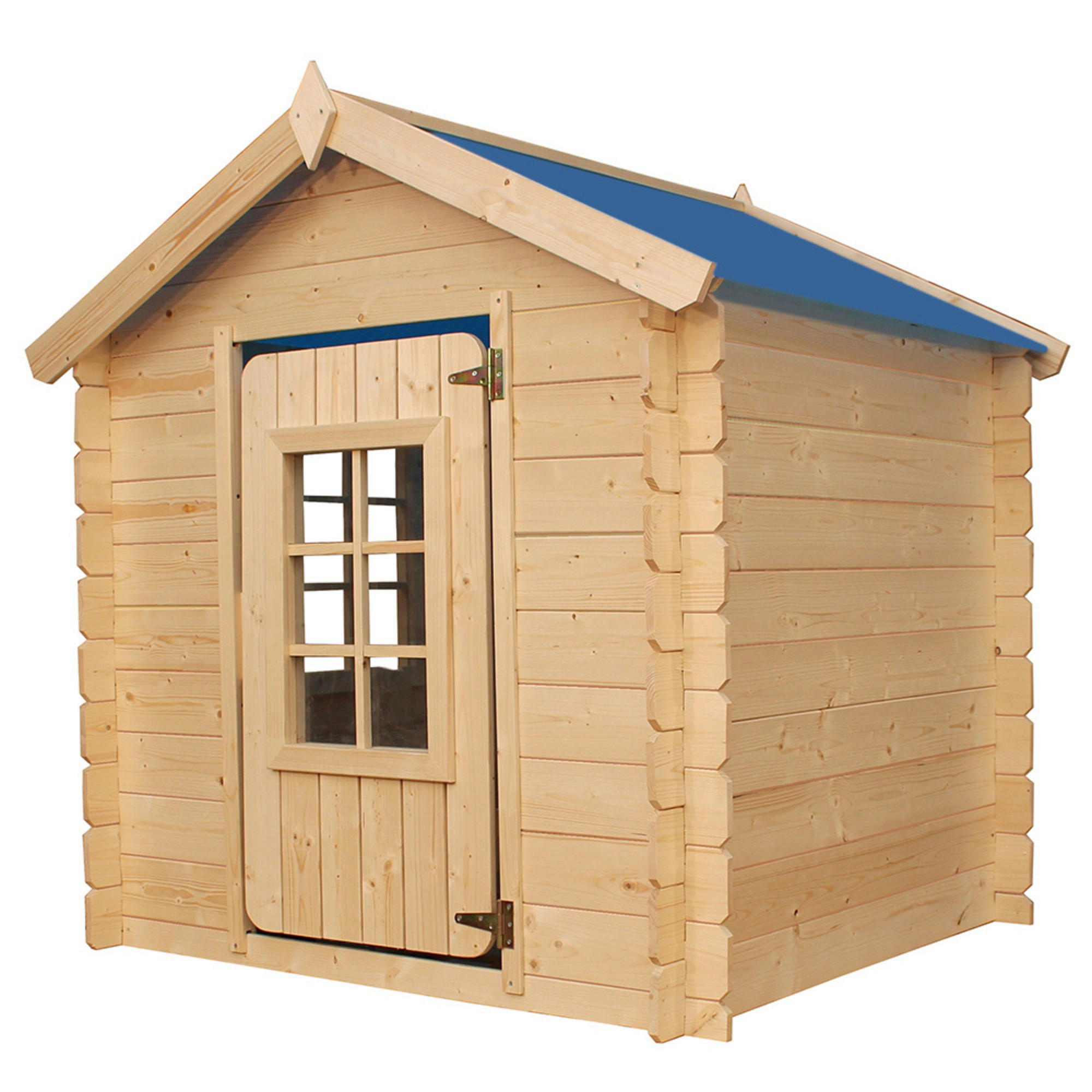 Timbela Kinderspielhaus M570M blau B/H/L: ca. 114x121x111 cm M570M - blau/natur (111,00/114,00/121,00cm) - Timbela
