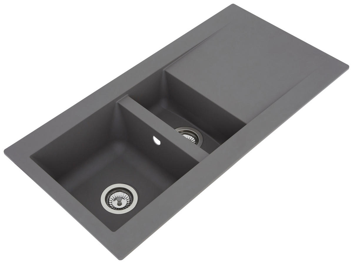 Respekta Einbauspüle Denver 1,5  100 x 50 G Beton grau Mineralite B/H/T: ca. 100x20x50 cm Denver 1,5  100 x 50 G - Beton/grau (100,00/20,00/50,00cm) - Respekta