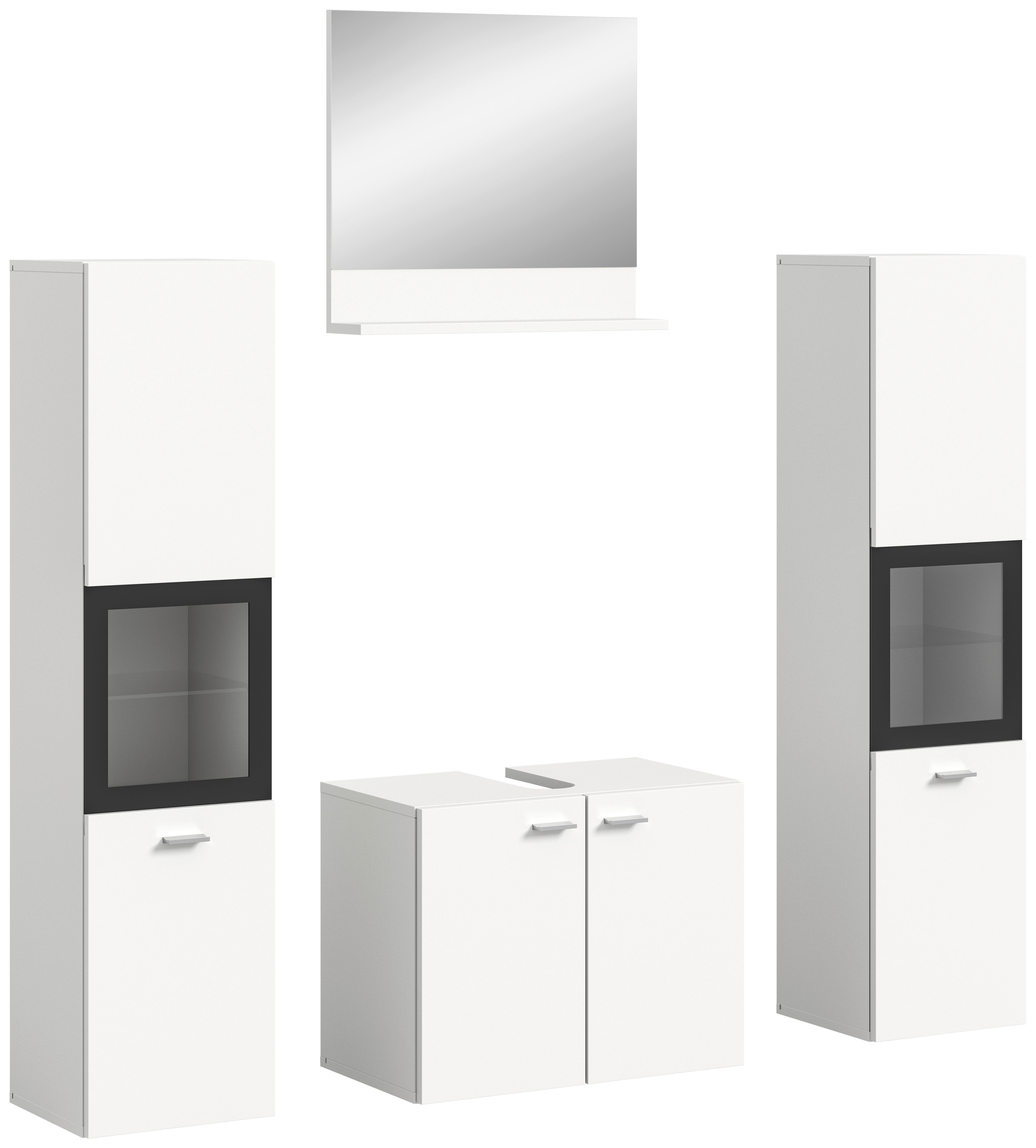 Badezimmer-Set BOSTON weiß schwarz B/H/T: ca. 137x186x33 cm BOSTON - weiß/schwarz (137,00/186,00/33,00cm) - xonox.home