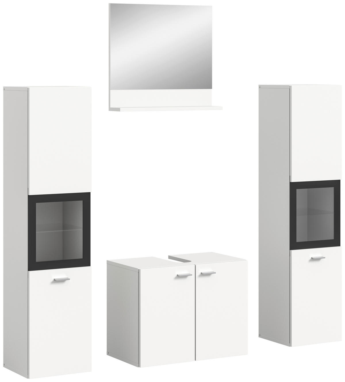 Badezimmer-Set BOSTON weiß schwarz B/H/T: ca. 137x186x33 cm BOSTON - weiß/schwarz (137,00/186,00/33,00cm) - xonox.home