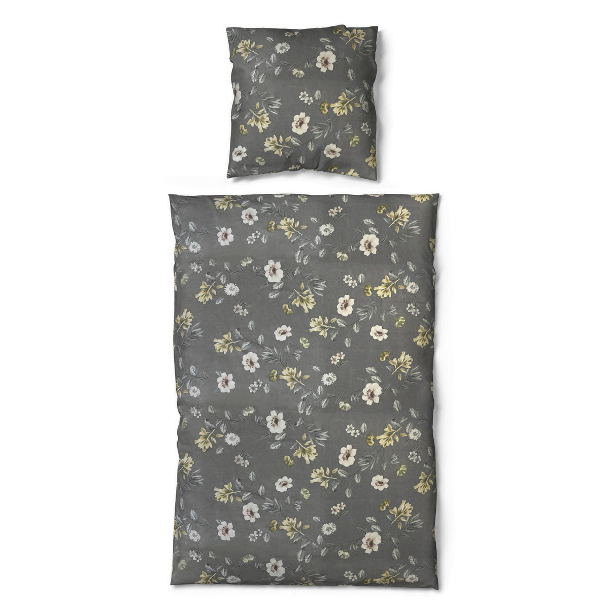 Microfaser Bettwäsche Bettwäsche_Microfaser Blumen - grau (135,00/200,00cm)