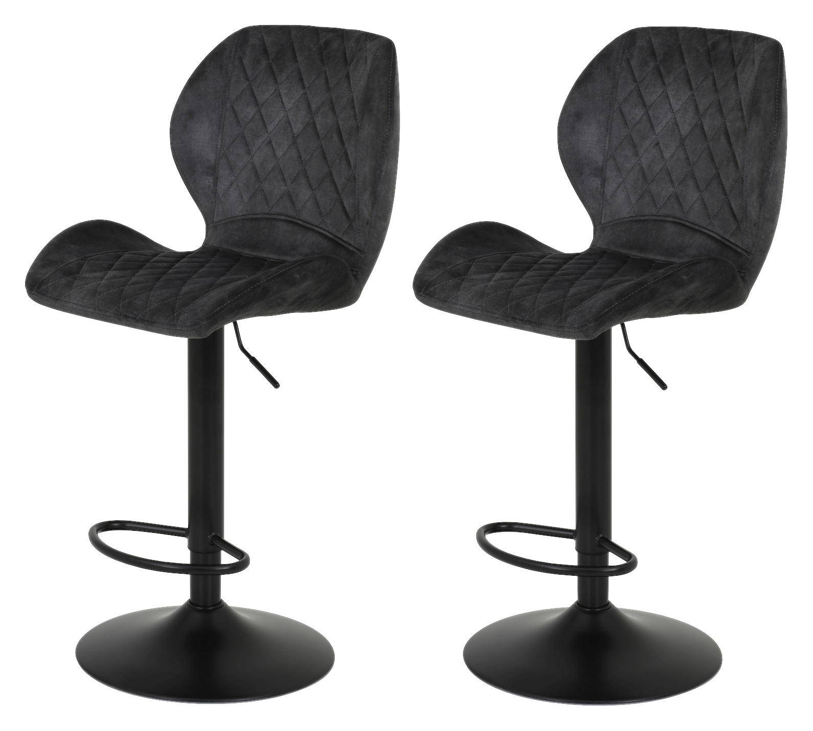 Barhocker Laila 2er Set anthrazit Vintage Microfaser B/H/T: ca. 42x117x51 cm Laila 2er Set - schwarz/anthrazit (42,00/117,00/51,00cm) - Hela