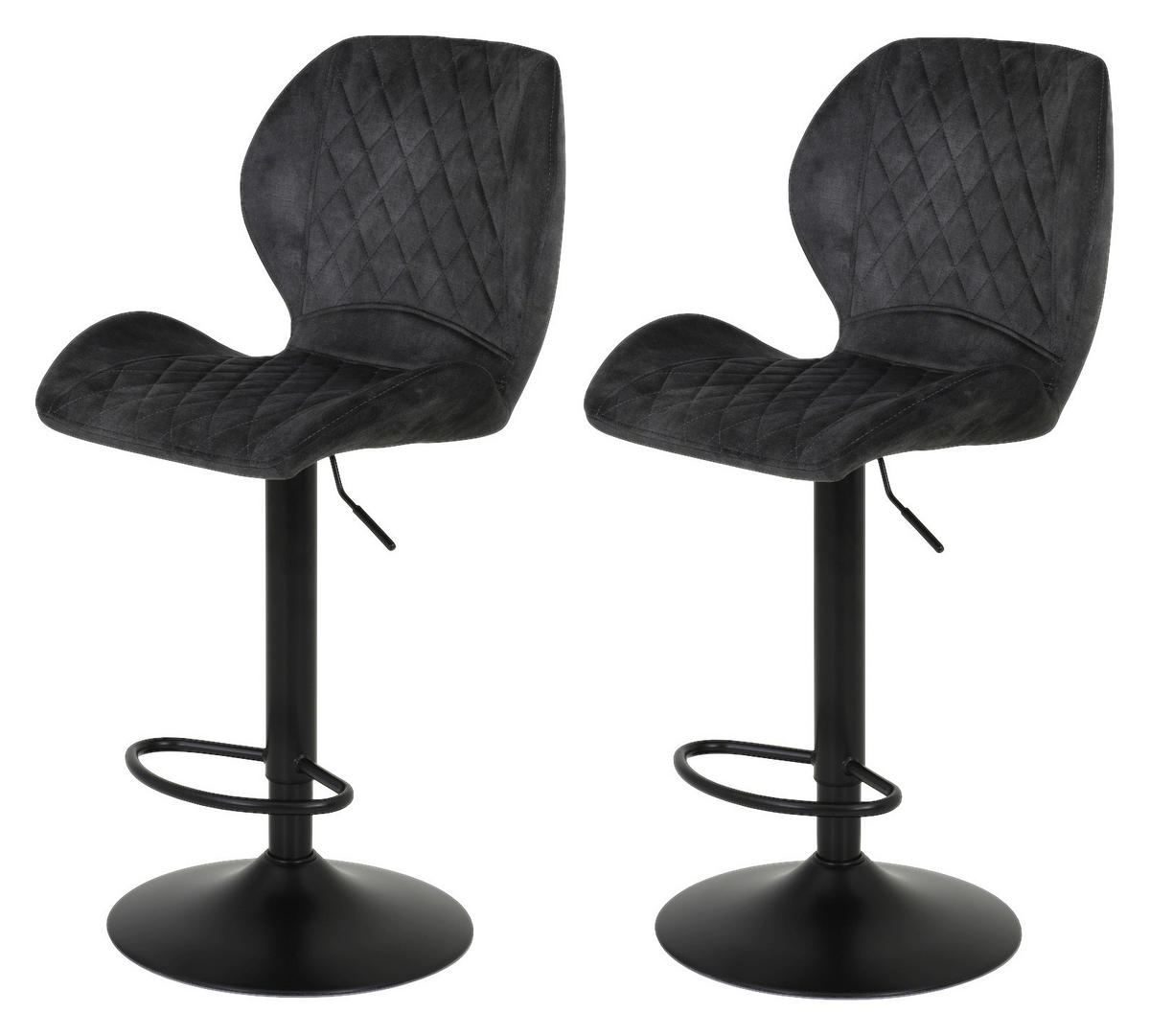 Barhocker Laila 2er Set anthrazit Vintage Microfaser B/H/T: ca. 42x117x51 cm Laila 2er Set - schwarz/anthrazit (42,00/117,00/51,00cm) - Hela