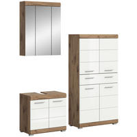 Badezimmer-Set Wave weiß Hochglanz Nox Oak Nachbildung B/H/T: ca. 149x191x34 cm Wave - weiß (149,00/191,00/34,00cm) - xonox.home