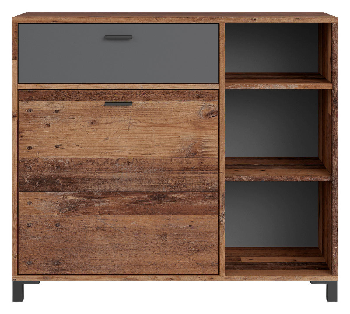 Sideboard JACKSON Eiche Old Wood Nachbildung anthrazit B/H/T: ca. 98x85x40 cm JACKSON - Eiche/anthrazit (98,00/85,00/40,00cm) - byLIVING
