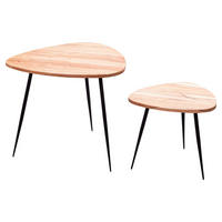 Beistelltisch 2er-Set. natur schwarz pulverbeschichtet Akazie Edelstahl 2er-Set. - natur/schwarz - Wohnling