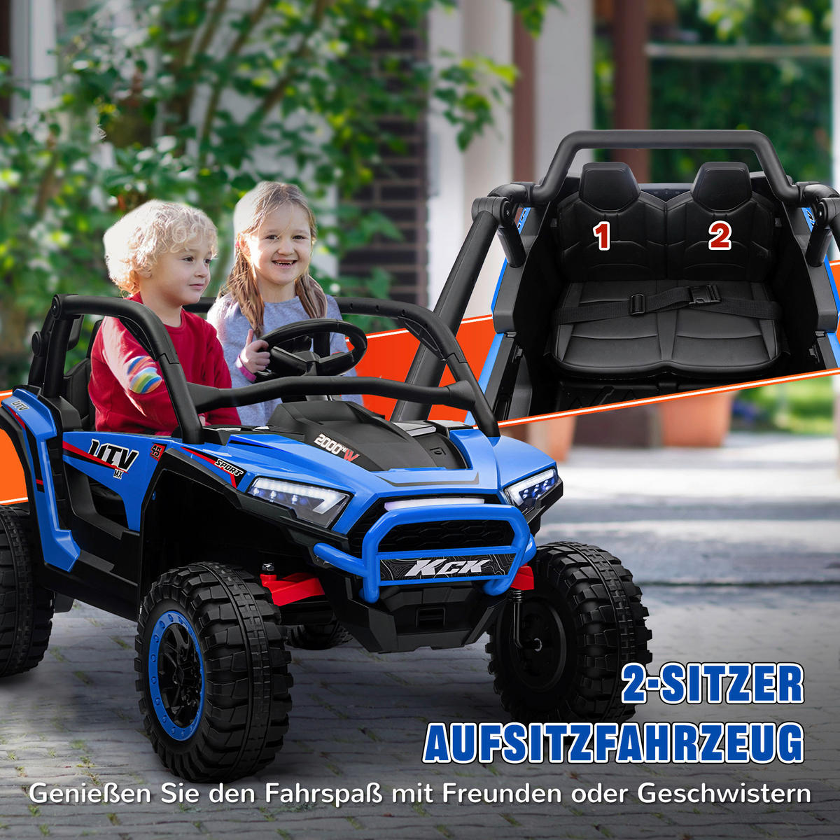 AIYAPLAY Elektro Kinderauto blau B/H/L: ca. 72x67x117 cm Elektro_Kinderauto - blau (117,00/72,00/67,00cm) - AIYAPLAY