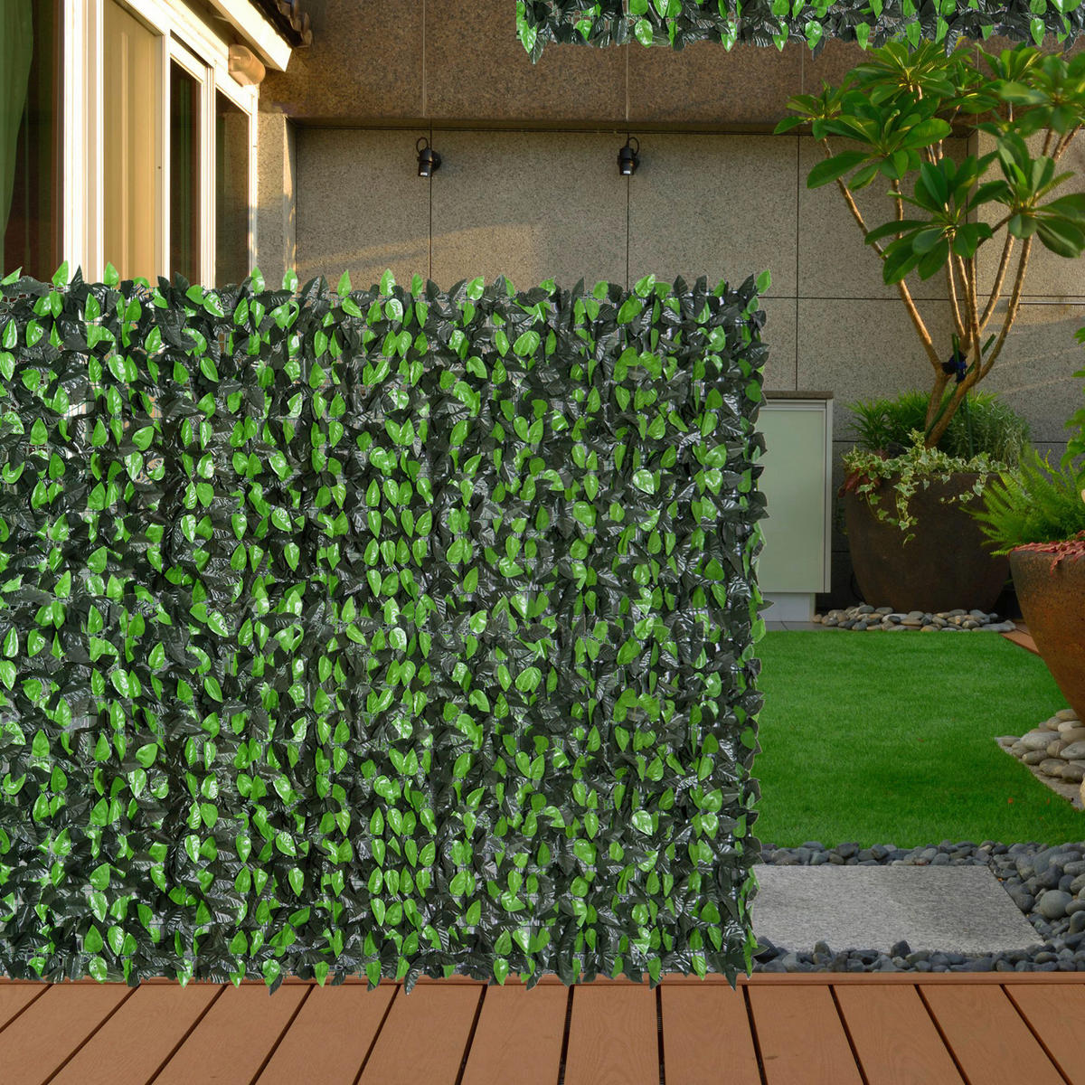 Outsunny Künstliche Hecke grün Kunststoff H/L: ca. 100x300 cm Künstliche Hecke - grün (300,00cm) - Outsunny
