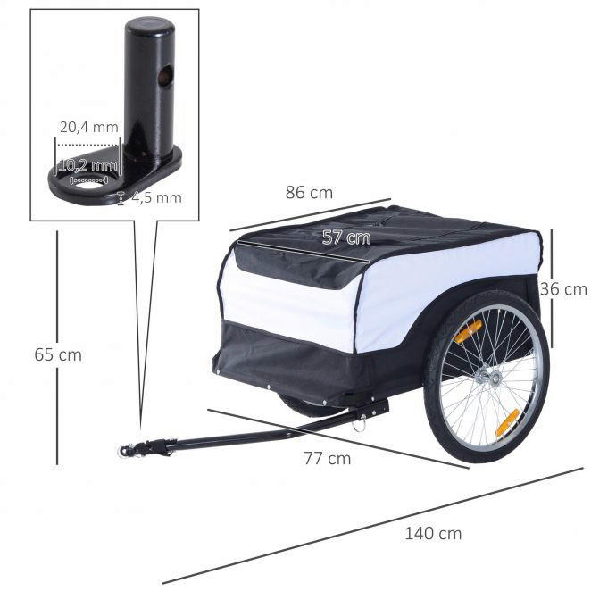 HOMCOM Transportanhänger fürs Fahrrad Transportanhänger B71-004 - HOMCOM