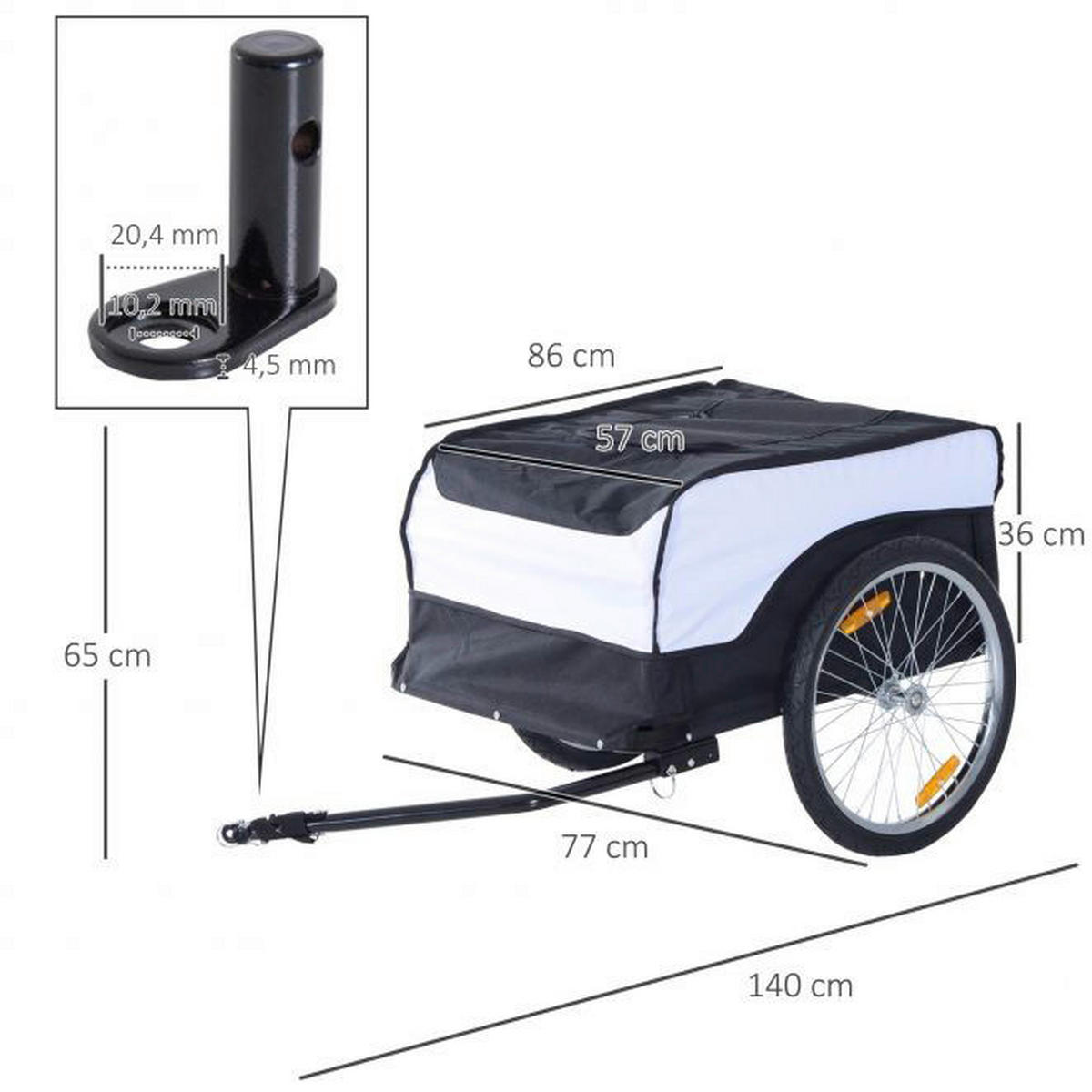 HOMCOM Transportanhänger fürs Fahrrad Transportanhänger B71-004 - HOMCOM