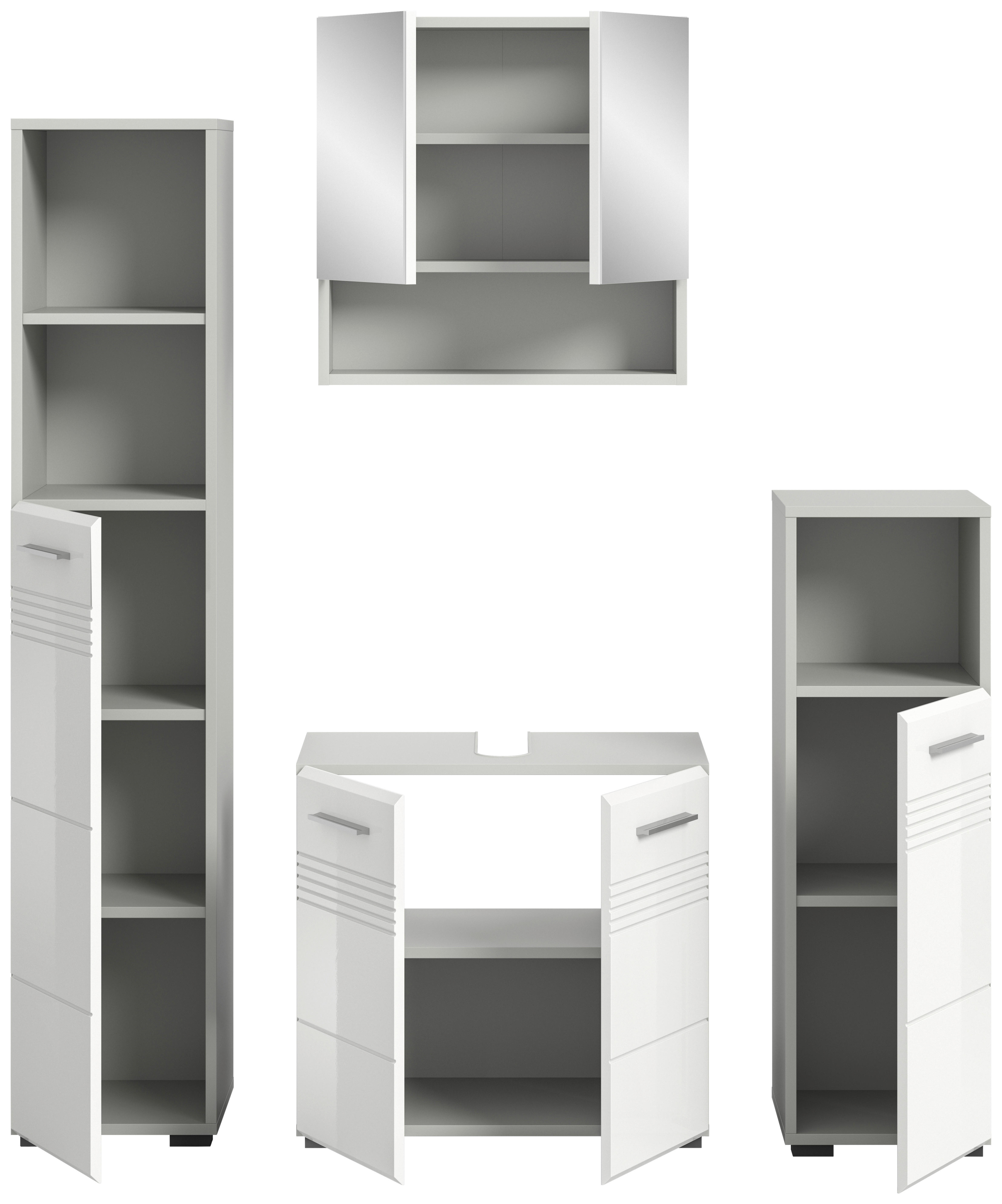 Badblock Copa hellgrau weiß Hochglanz B/H/T: ca. 150x190x32 cm Copa - hellgrau/weiß (150,00/190,00/32,00cm) - xonox.home