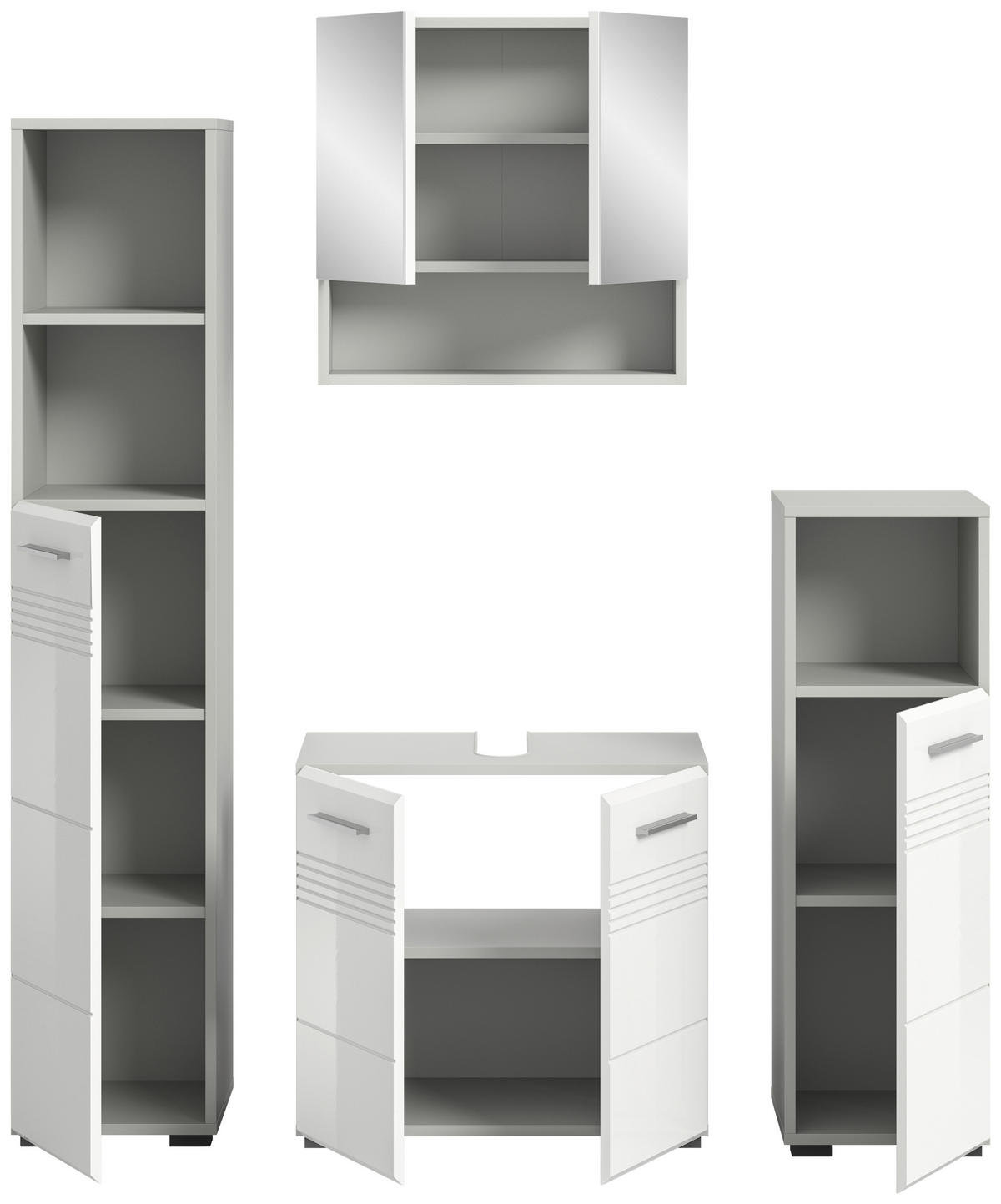 Badblock Copa hellgrau weiß Hochglanz B/H/T: ca. 150x190x32 cm Copa - hellgrau/weiß (150,00/190,00/32,00cm) - xonox.home