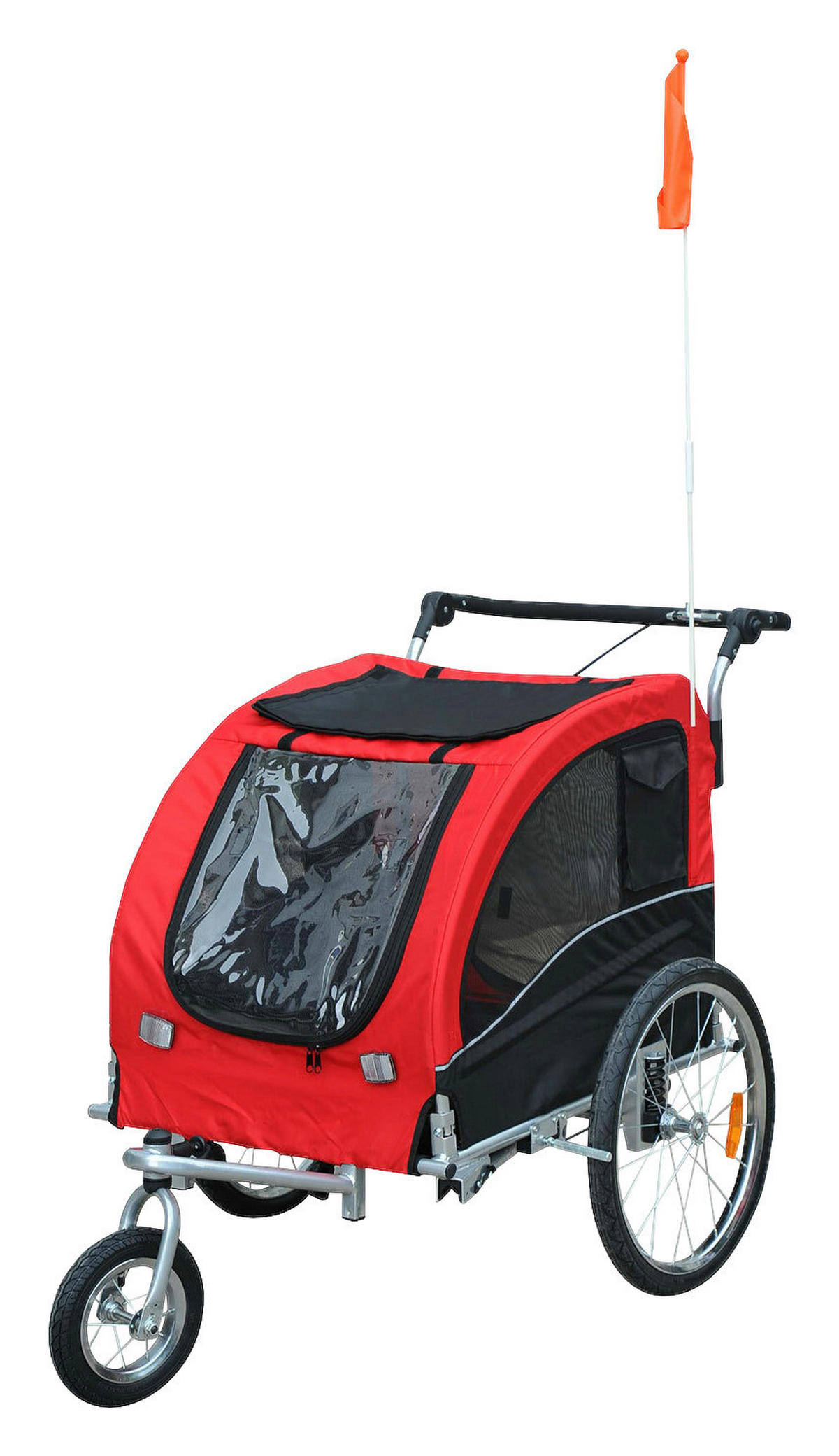 PawHut Fahrradanhänger 20 Zoll schwarz schwarz B/H/L: ca. 90x110x130 cm Radanhänger f. Hunde 5663-1289 - rot/schwarz (130,00/90,00/110,00cm) - PawHut