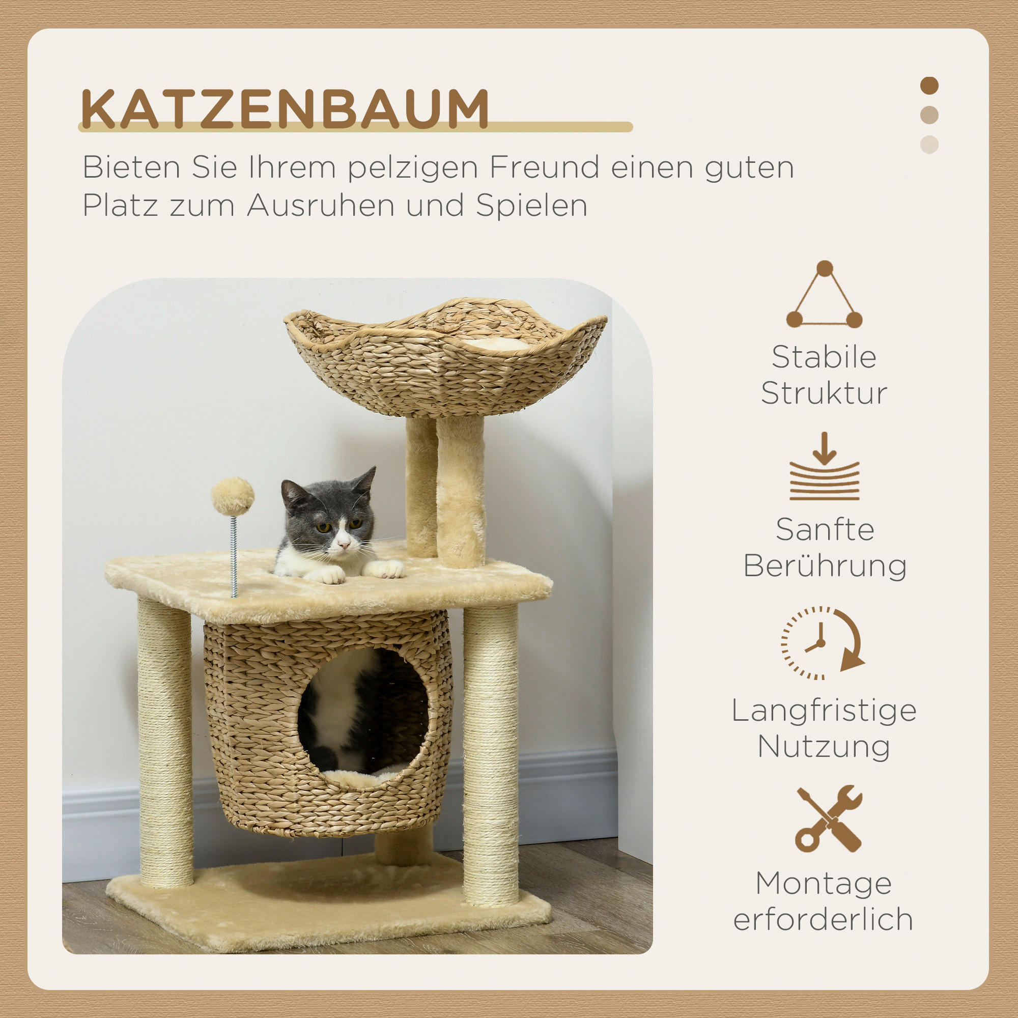 PawHut Kratzbaum beige Plüsch B/H/L: ca. 40x74x45 cm Kratzbaum - beige (45,00/40,00/74,00cm) - PawHut