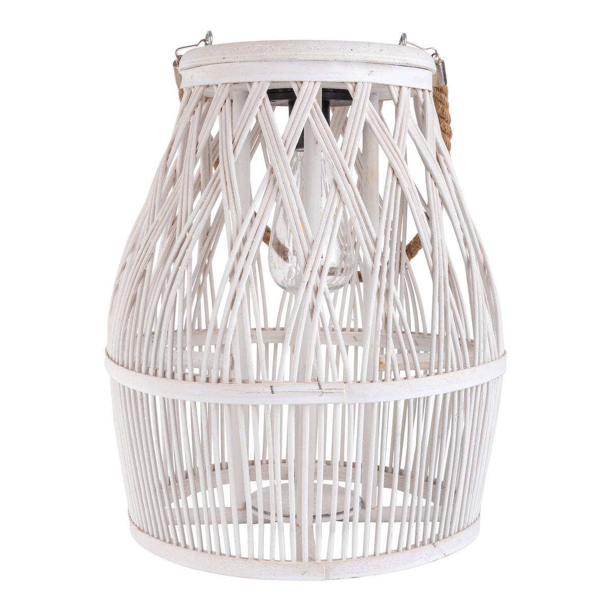 Solarleuchte 5307623 weiß Rattan Holz B/H/T: ca. 29x34x29 cm Korbinian - weiß (29,00/34,00/29,00cm) - Näve Leuchten