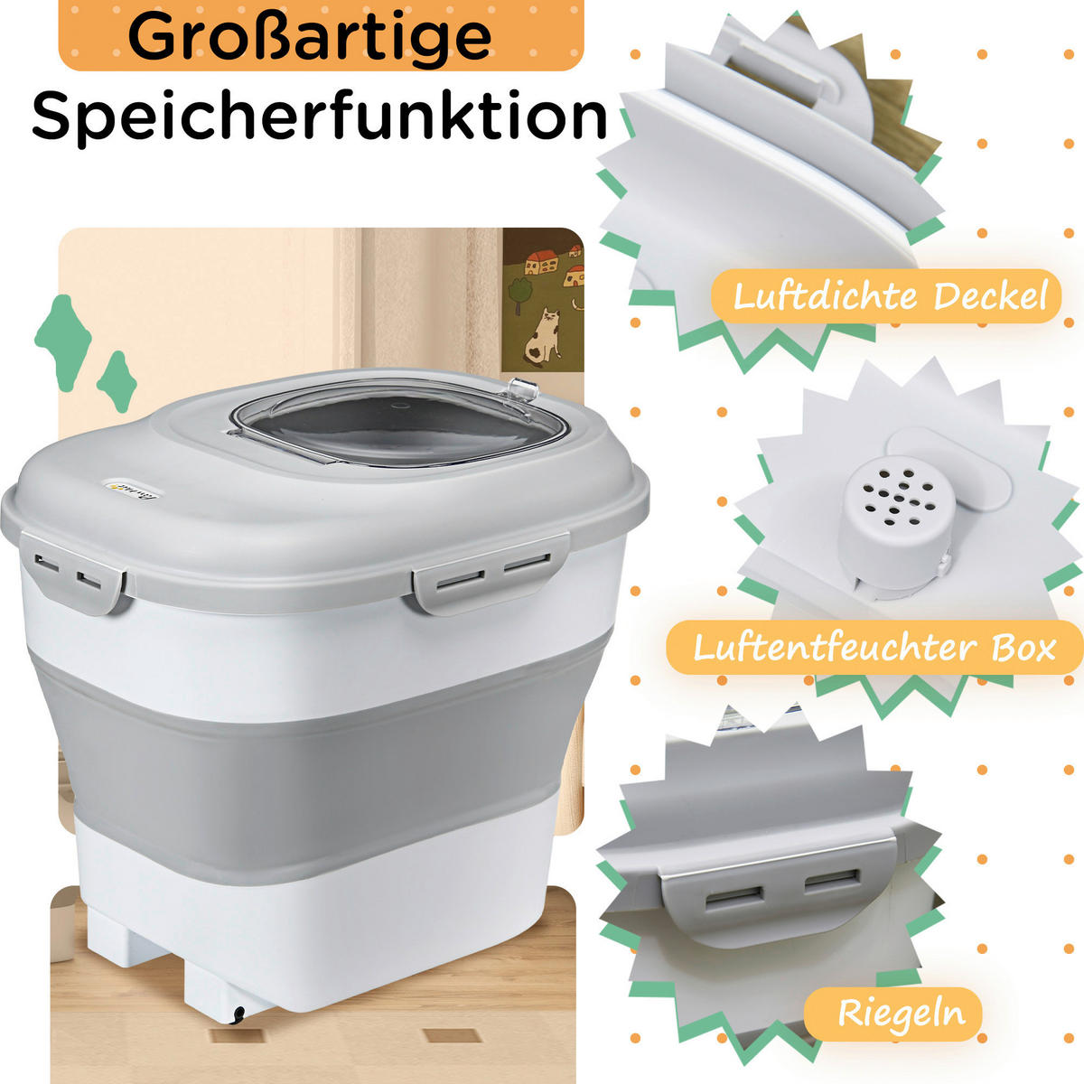 PawHut Hundefutter-Box grau B/H/L: ca. 32x37x44 cm Hundefutter-Box - grau (44,00/32,00/37,00cm) - PawHut