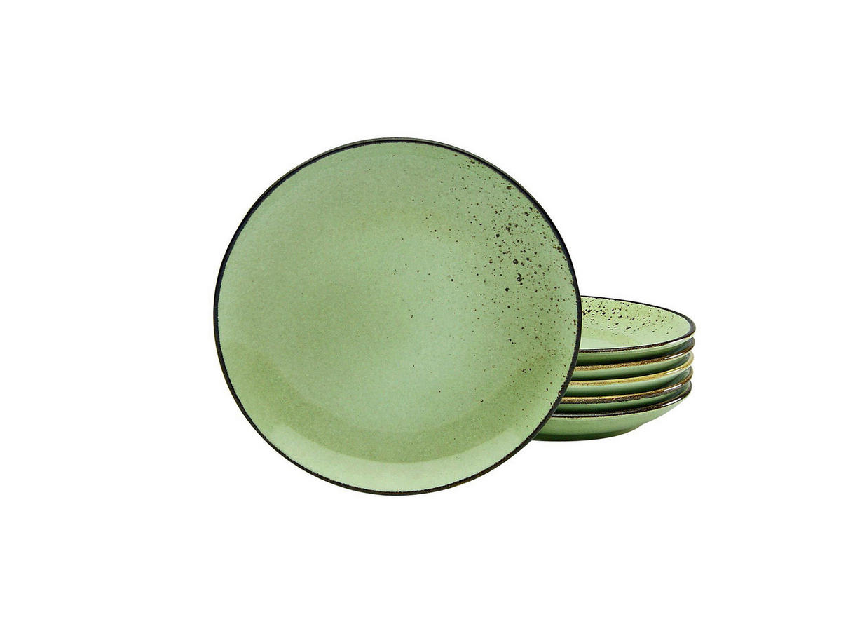 CreaTable Dessertteller NATURE COLLECTION grün Steinzeug D: ca. 21 cm NATURE COLLECTION - grün (21,00cm) - CreaTable