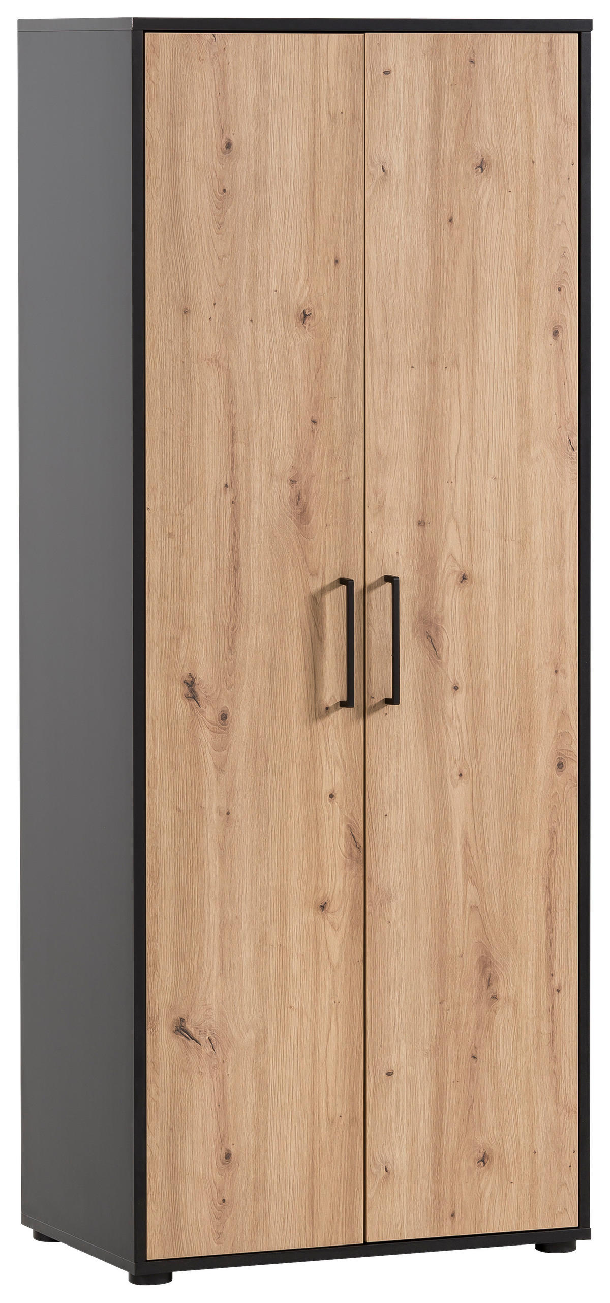 Hochschrank Aino Eiche Artisan Nachbildung schwarz matt B/H/T: ca. 65x163,6x41 cm Aino - Eiche/schwarz (65,00/163,60/41,00cm) - Möbelpartner