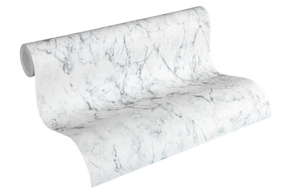 Vliestapete Marmor weiß grau B/L: ca. 53x1005 cm Vliestapete_36157-2_Neue_Bude - weiß/grau (53,00/1005,00cm)