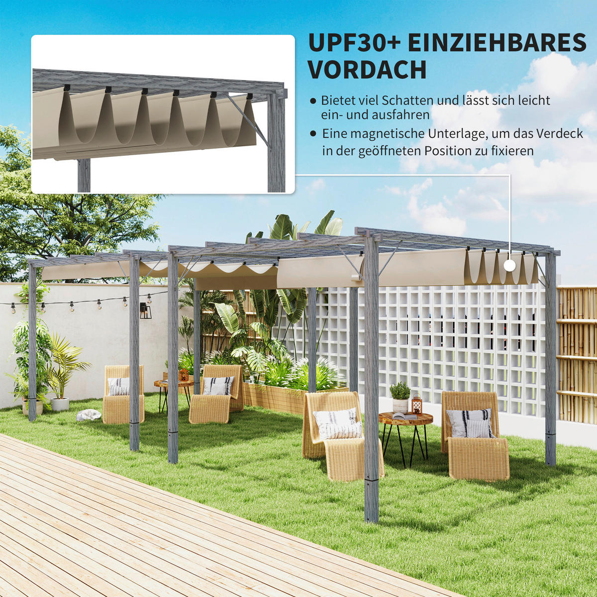 Outsunny Pergola grau Aluminium B/H/L: ca. 296x232x299 cm Pergola - grau (299,00/296,00/232,00cm) - Outsunny