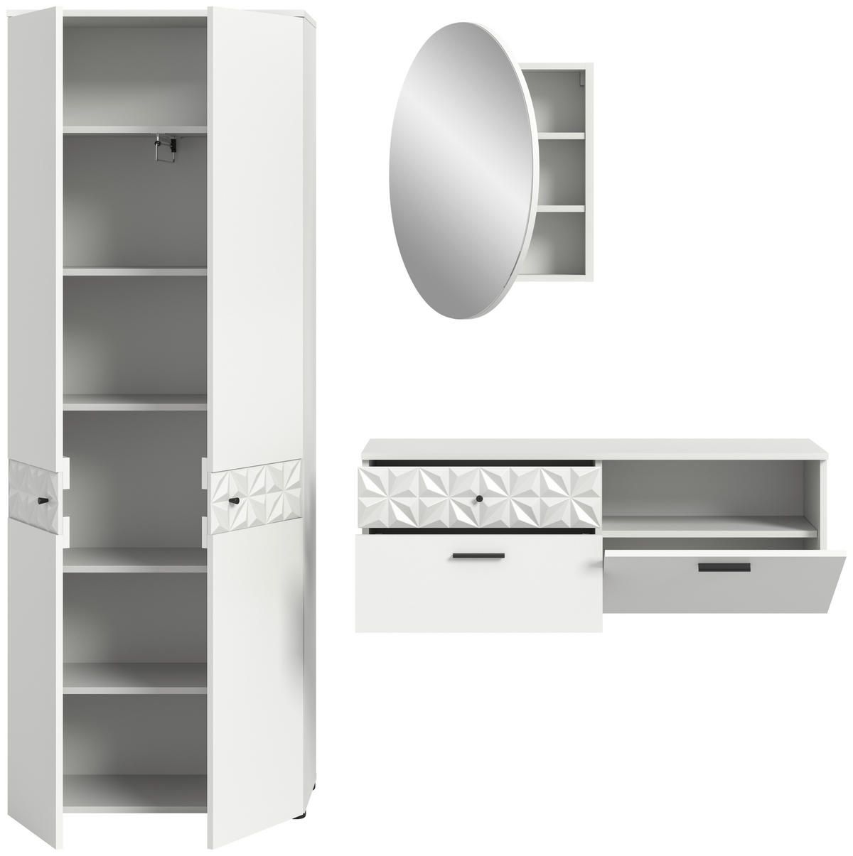 Garderobe Prisma weiß weiß Hochglanz B/H/T: ca. 195x192x34 cm Prisma - weiß (195,00/192,00/34,00cm) - xonox.home