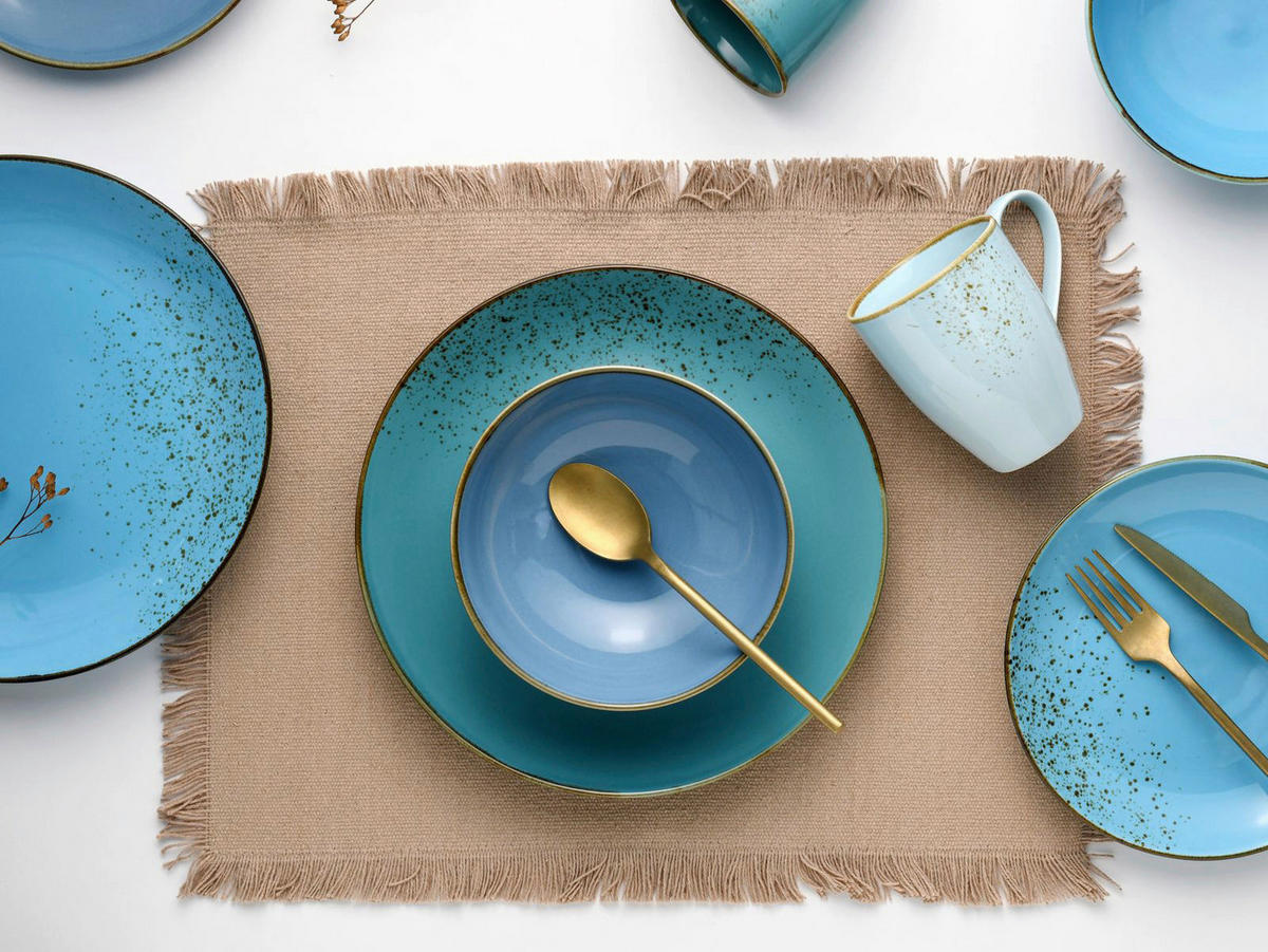 CreaTable Kombiservice Nature Collection Aqua blau Keramik 16 tlg. Nature Collection Aqua - blau - CreaTable