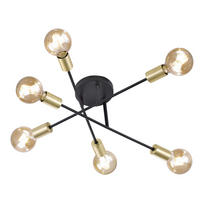 TRIO Deckenleuchte 606700632 mattschwarz Metall H/D: ca. 19x57 cm E27 6 Brennstellen Deckenleuchte_Cross 6flg. - mattschwarz (57,00/19,00cm) - Trio